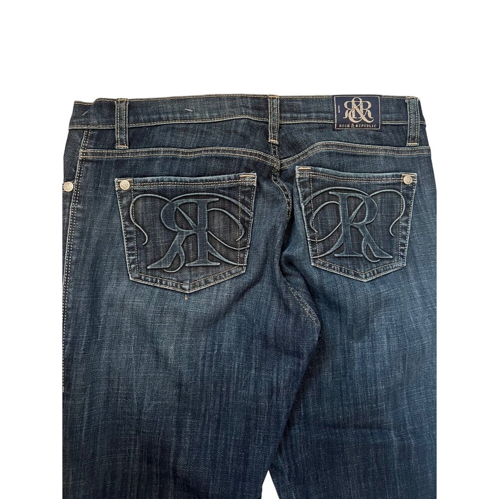 Rock & Republic Bootcut Dark Wash Blue Jeans Women's Size 8 Kasandra